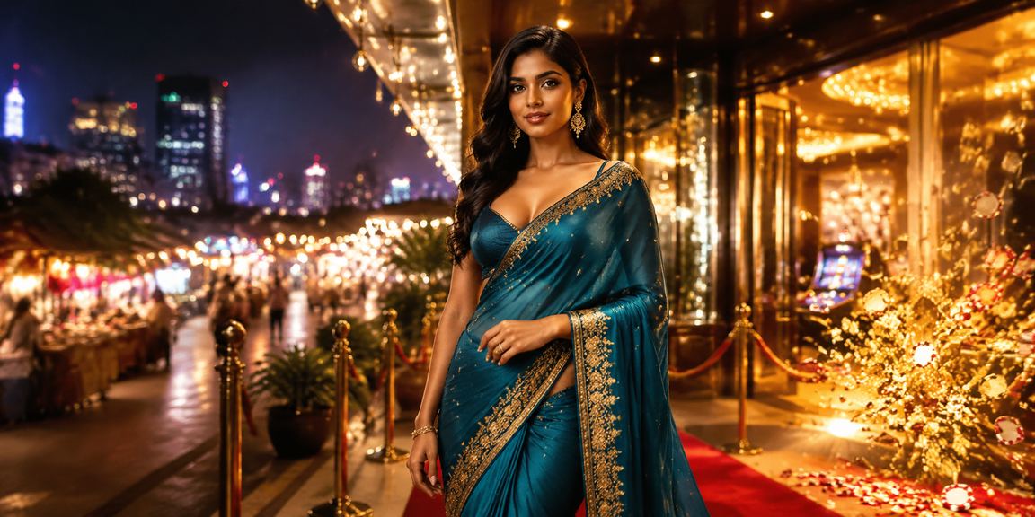 Mumbai urban casino betting scene with traditional attire